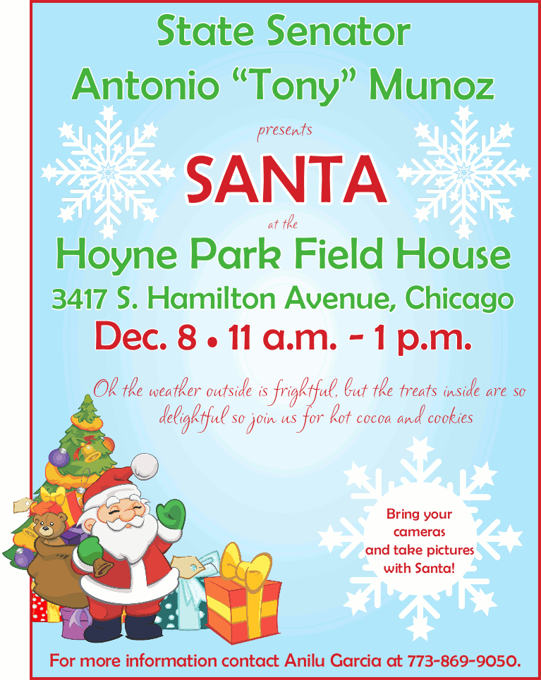 Santa at Hoyne Park Field House Tony Munoz 20181208 poster