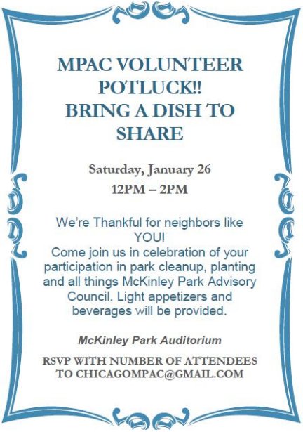 McKinley Park Advisory Council potluck poster 20190126