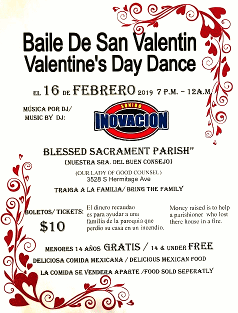 Blessed Sacrament Parish Valentines Day Dance poster 20190216