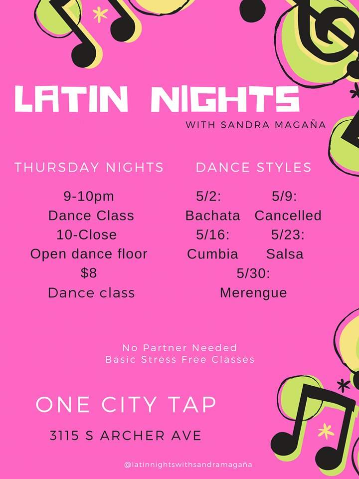 One City Tap Latin Nights Sandra Magnana May 2019 poster forweb
