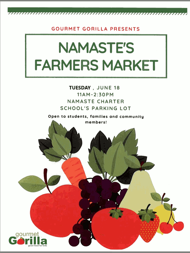 Namaste Charter School Farmers Market 20190618 poster