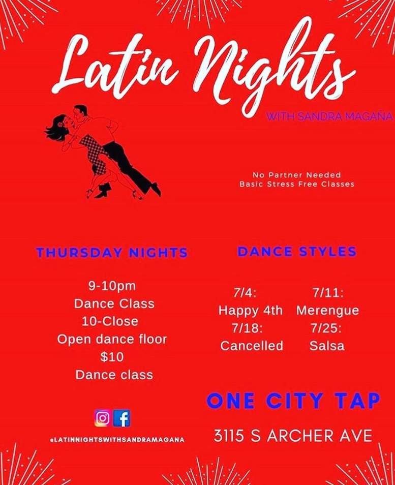 Latin Nights with Sandra Magana One City Tap July 2019 poster