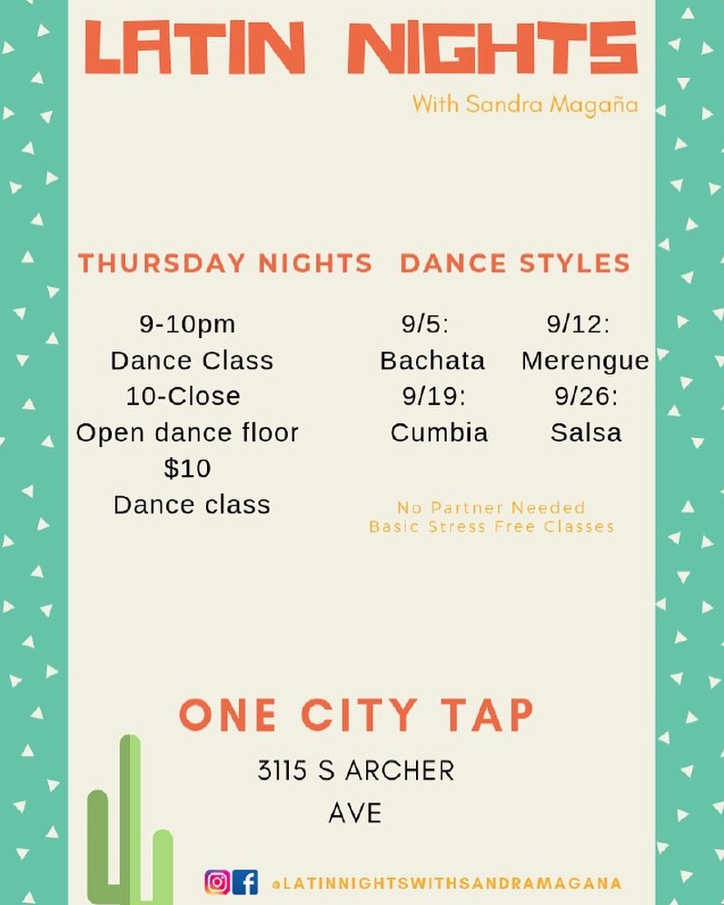 Latin Nights With Sandra Magana One City Tap Sept 2019 poster
