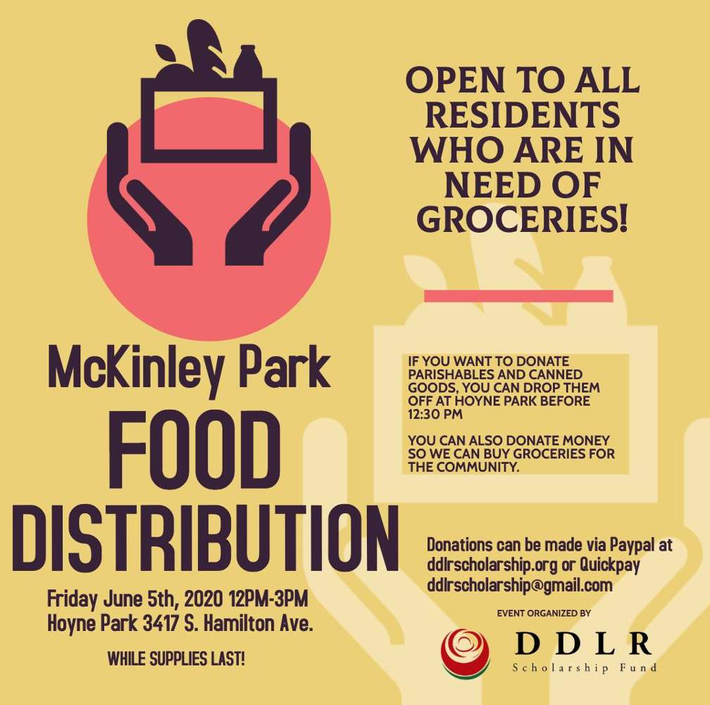 Food Distribution DDLR Scholarship Fund Hoyne Park poster 202006