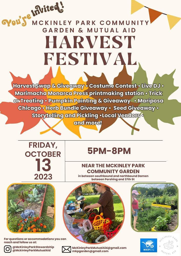 Harvest Festival McKinley Park Community Garden poster 20231013