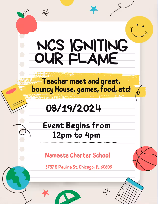 Igniting Our Flame Namaste Charter School poster 20240819