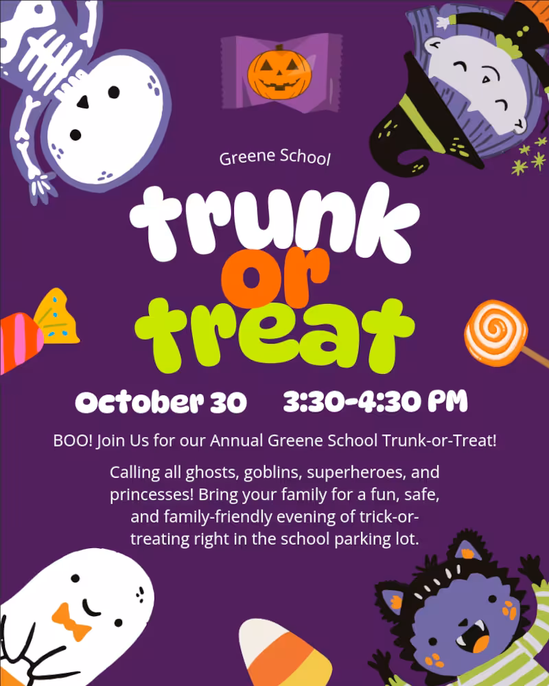 Trunk or Treat Greene Elementary poster 20261030