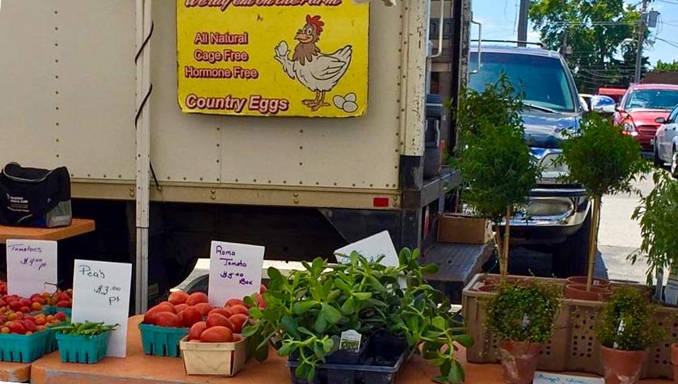 McKinley Park Farmers Market vendor Lyons Fruit Farm sells their organically raised items at a recent Chicago farmers market.