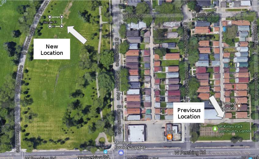 McKinley Park Community Garden locations aerial