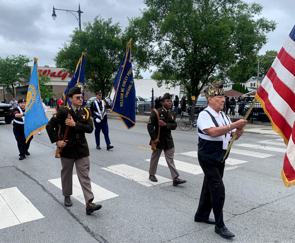 Veterans march in the McKinley Park Memorial Day parade on May 27, 2024.
